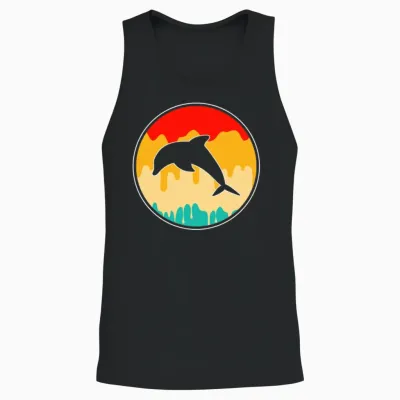 Dolphin Retro Unisex Tank Top - Black