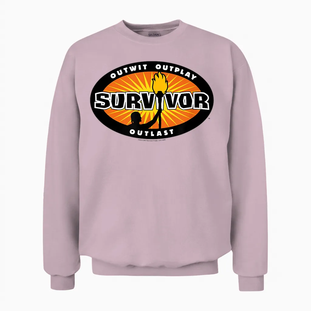 Survivor Gold Burst Awareness Unisex Sweatshirt in Light Pink