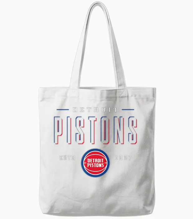 Nba Official Detroit Pistons Negative Space Tote Bags in White