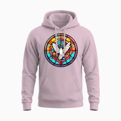 Heiliger Geist Taube Lob Jesus Heiliger Geist in Buntglas Unisex Hoodie - Light Pink