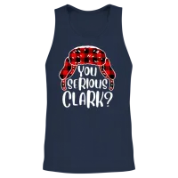 You Serious Clark Christmas Vacation Plaid Red Unisex Tank Top - Navy – 2