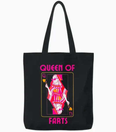 Queen of Farts Embarrassing Joke Adult Humor Tote Bags - Black