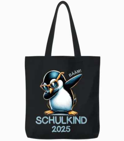 Children's School Child 2025 1st Class School Trees Penguin Dabbing Tote Bags - Black