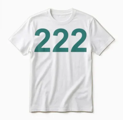 Creative 222 Designs Costume Ideas Co. Number 222 in Green Font on Light Background Fun Halloween Unisex T-Shirt - White