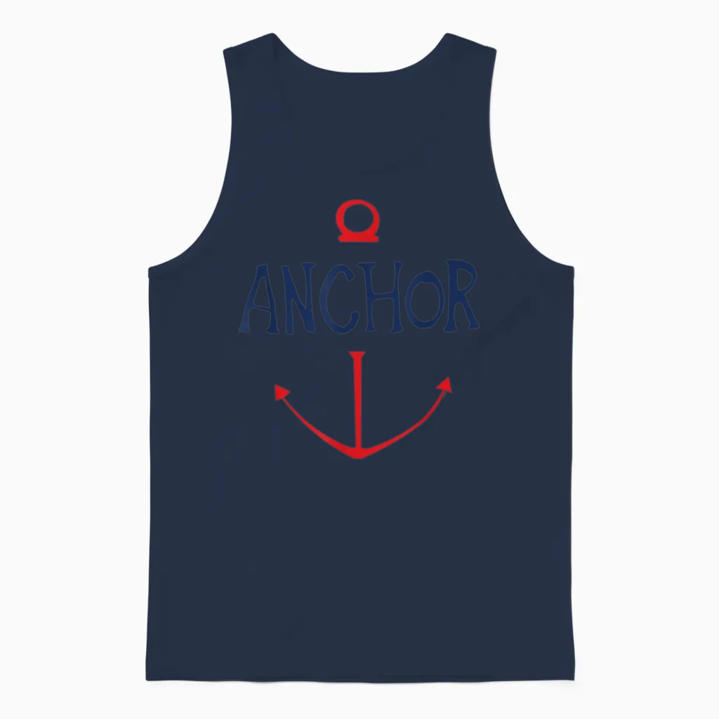 One Piece Sketch Anchor Simple T-Shirt, White, S Unisex Tank Top in Navy