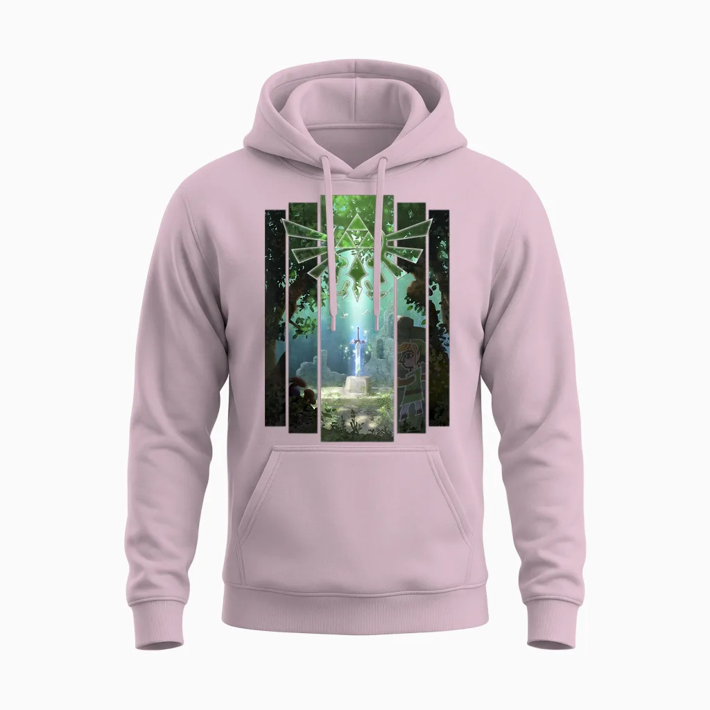 Nintendo Zelda the Master Sword Lost Woods Artwork Unisex Hoodie in Light Pink