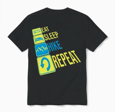Daily Repeat Hiking Mountains Unisex T-Shirt - Black