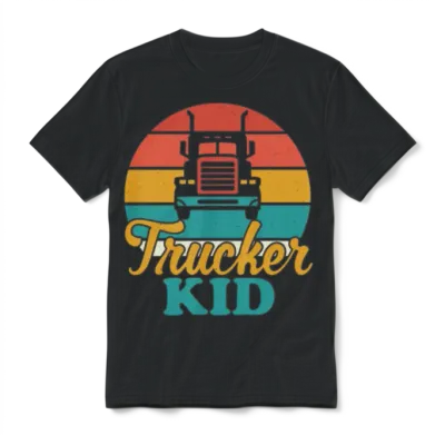 Trucker Kid - Retro Style Unisex T-Shirt - Black