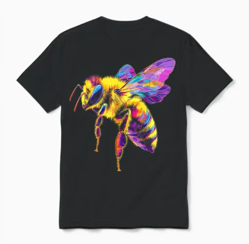 Biene, Tiermotiv, Geometrisches Kunstwerk Biene Unisex T-Shirt in Black