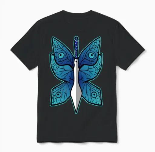 Butterfly Sword Retro Cool Unisex T-Shirt - Black
