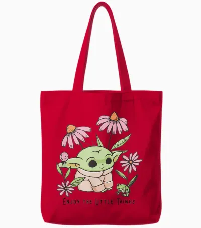Star Wars: the Mandalorian Grogu Enjoy the Little Things Tote Bags - Red