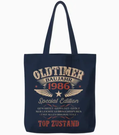 Geschenk Zum 40. Geburtstag Jahrgang 1986 Oldtimer Lustiges Tote Bags - Navy