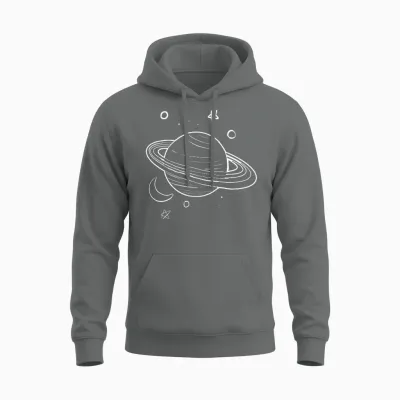 Saturn Drawing Astronomy Galaxy Planet Man Woman Gift T-Shirt, Black, S Unisex Hoodie - Graphite Heather