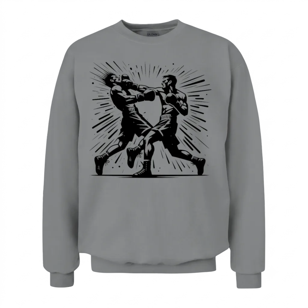 Retro Boxing Action the Decisive Punch Unisex Sweatshirt - Sport Grey