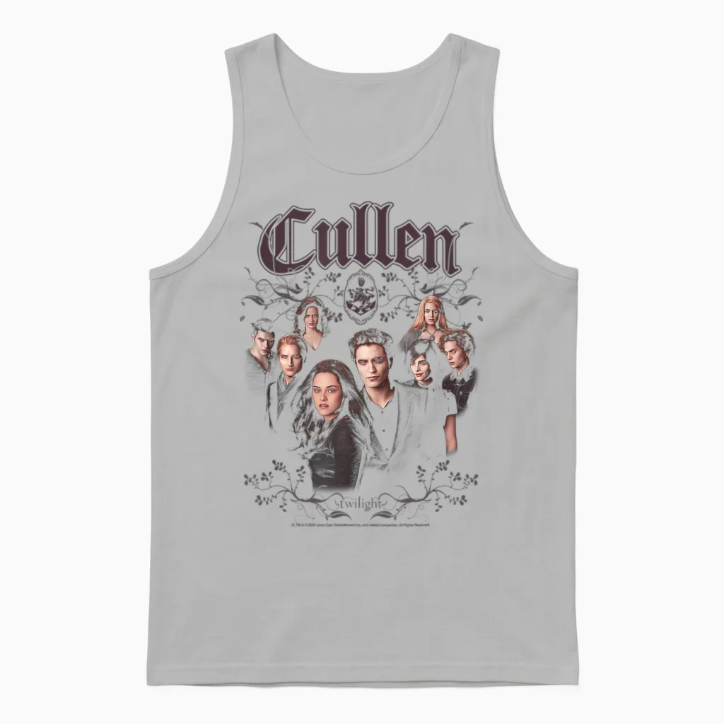 Twilight Cullen Family Portrait Filigree Frame Retro Movie Unisex Tank Top in Ash