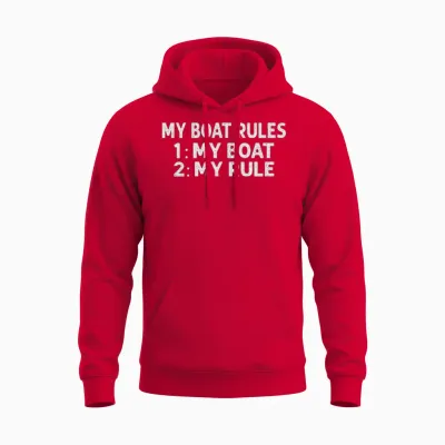 My Boat Rules 1: My Boat 2: My Rule - Funny Fisher Unisex Hoodie - Red