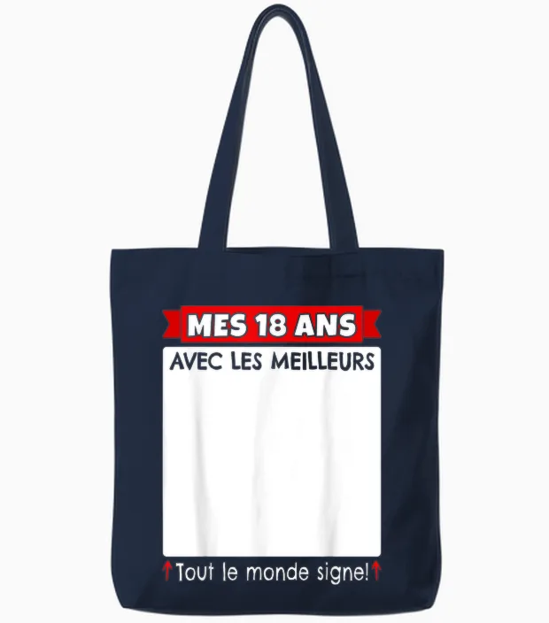 18 Years to Sign 18 Years Birthday Boy Girl Anniv 18 Tote Bags in Navy