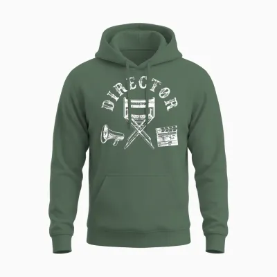Movie Director Chair and Movie Director Funny T-Shirt, Black, S Unisex Hoodie - Military Green