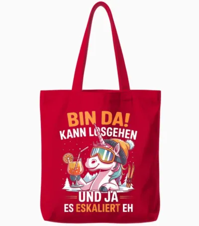 Bin Da Kann Losgehen Es Eskaliert Eh Ski Einhorn Après-Ski Tote Bags - Red