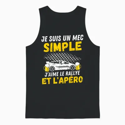 Simple Guy I Love Rally and Aperitif Funny Man Automobile T-Shirt, Black, S Unisex Tank Top - Black