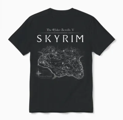Skyrim Province Map Video Game Unisex T-Shirt - Black
