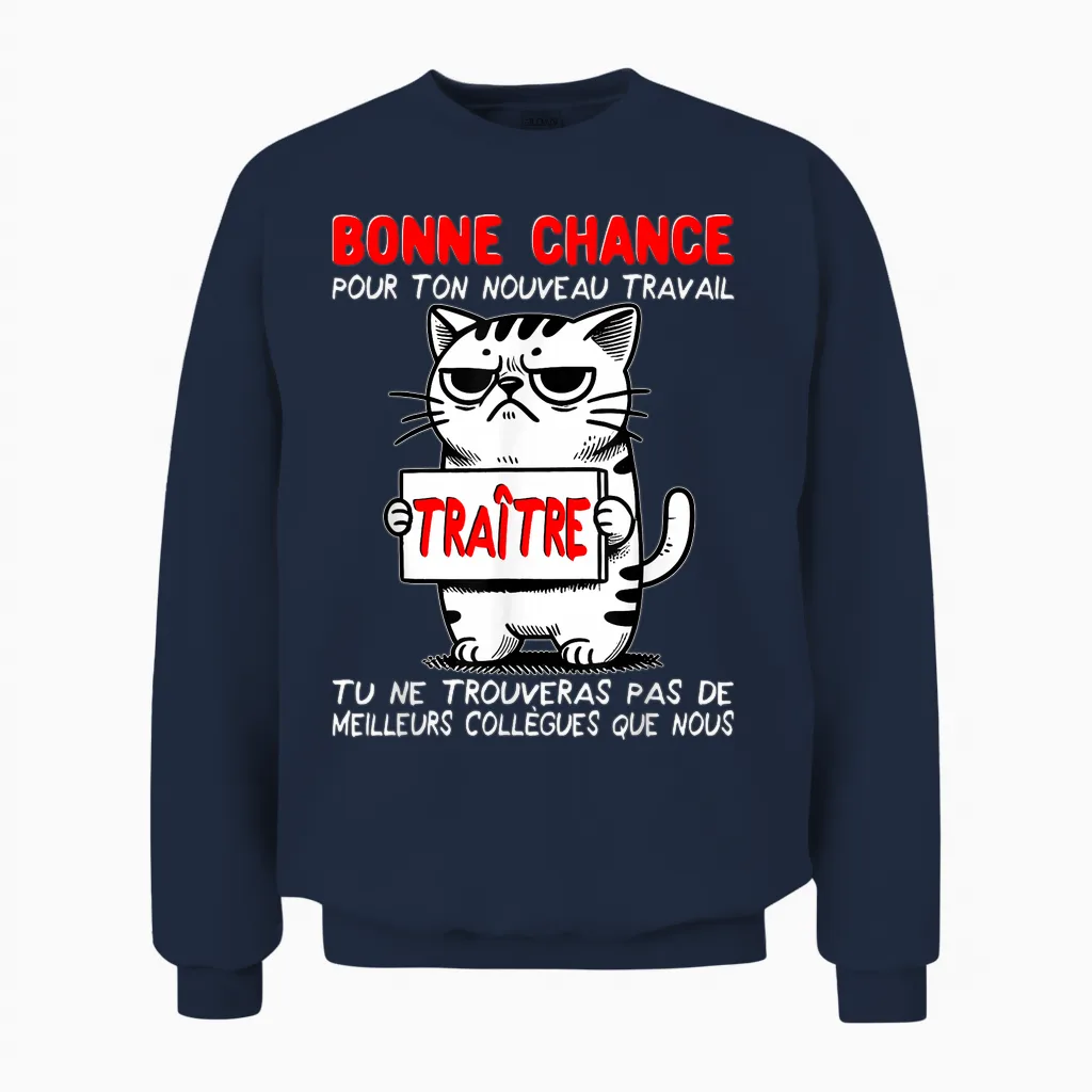 Departure Colleague Work | Good Luck for New Job T-Shirt, Black, S Unisex Sweatshirt in Navy