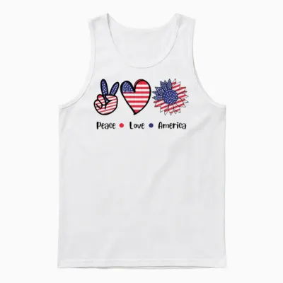 Patriotic Bloom Trio Unisex Tank Top - White
