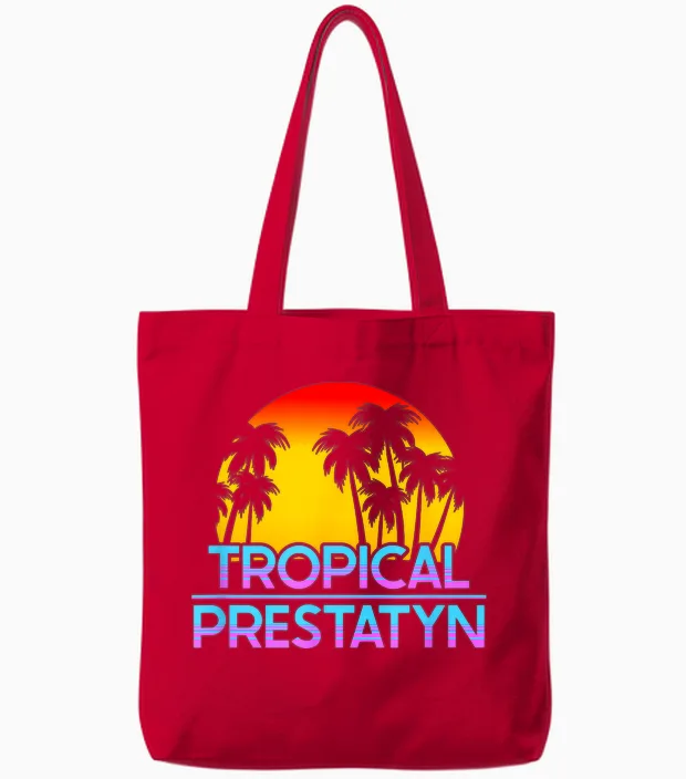 Prestatyn Uk Funny British Weather Tote Bags in Red