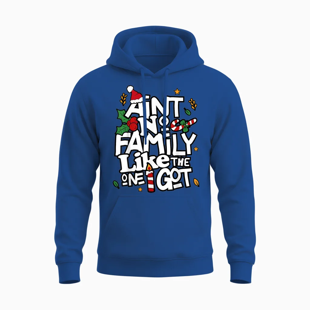 Ain't No Family Like the One I Got Matching Family Christmas Unisex Hoodie in Royal