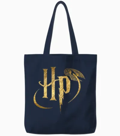Harry Potter Logo Gold Tote Bags - Navy