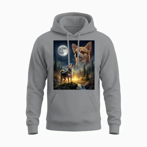 Chihuahua Howling to the Moon Funny Dog Meme Unisex Hoodie - Sport Grey