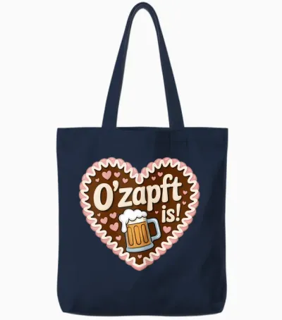 O'zapft Is Oktoberfest Volksfest Lebkuchenherz Bierkrug Tote Bags - Navy