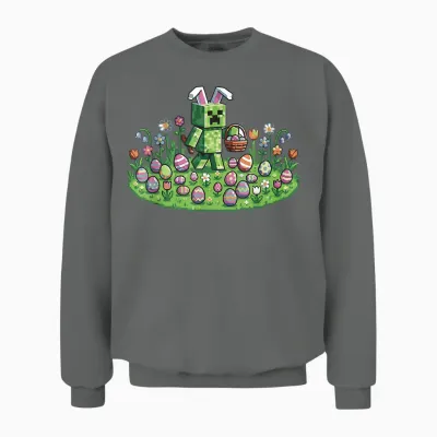 Pixel Osterhase Ostern Gaming Zocker Mann Kind Jungs Mädchen Unisex Sweatshirt - Graphite Heather