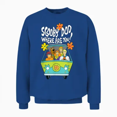 Scooby-Doo Vintage the Mystery Machine Floral Where Are You! Unisex Sweatshirt - Royal