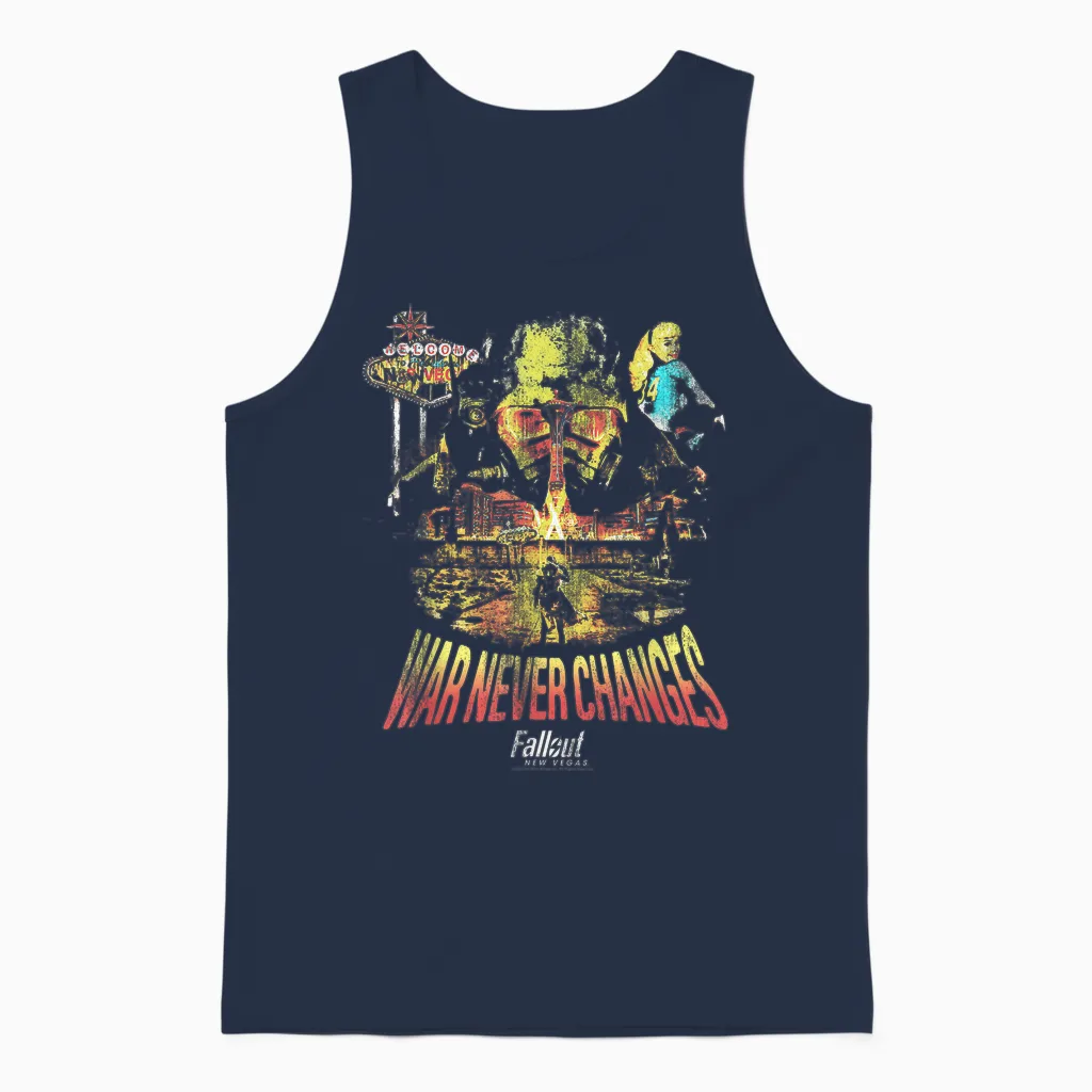 Fallout Video Game New Vegas War Never Changes Collage Unisex Tank Top in Navy