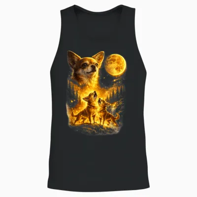 Lustiger Chihuahua Howling to the Moon Vintage-Hund Mit Drei Chihuahua Unisex Tank Top - Black