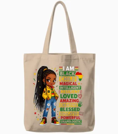 Juneteenth Shirts Girls I Am Black Child African American Tote Bags - Natural