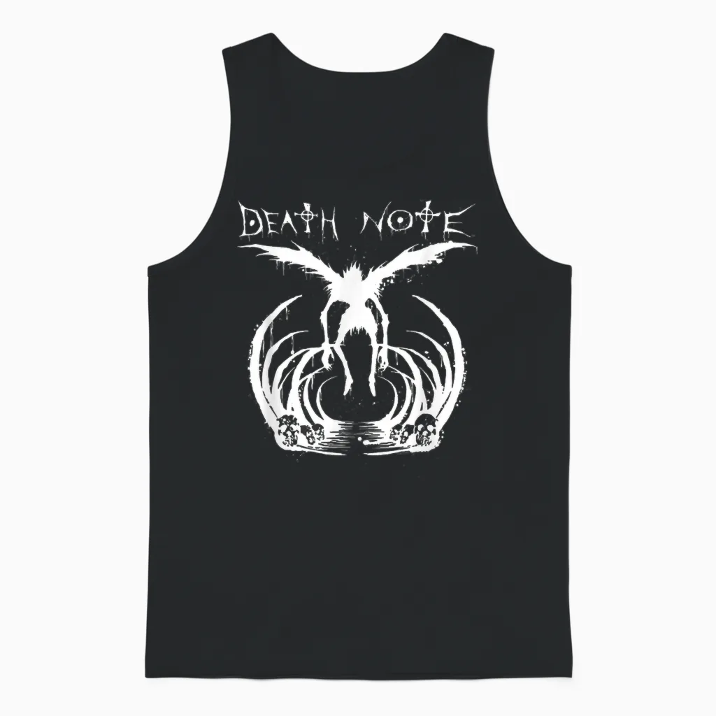 Death Note Ryuk Splatter Silhouette Anime Unisex Tank Top in Black