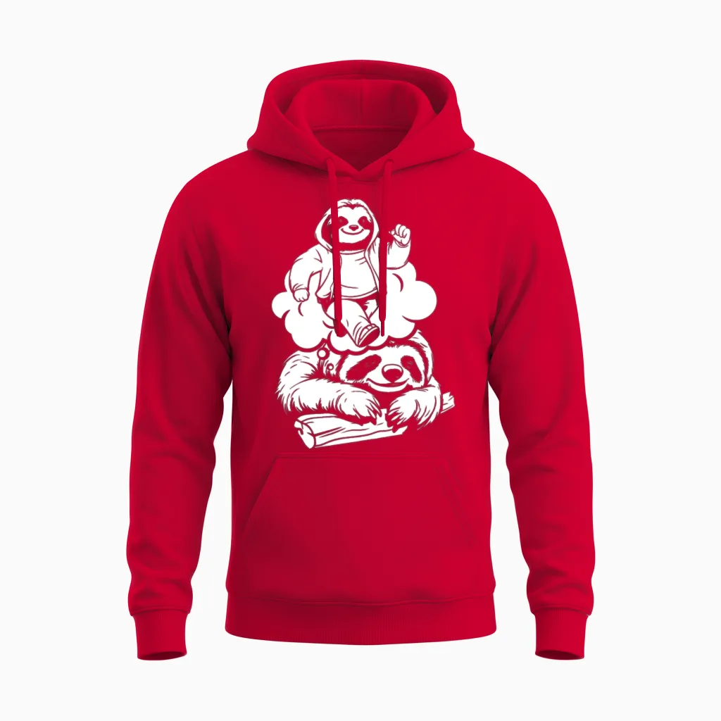 Sloth Funny Unisex Hoodie in Red