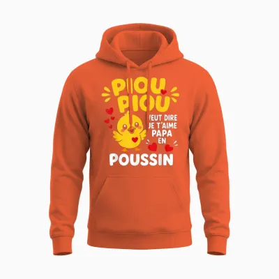Piou Piou Je T'aime Papa Poussin Child Father's Day Unisex Hoodie - Orange