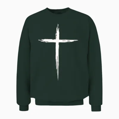 Christian Cross Christians Men Women Jesus Christ Cross Pullover Unisex Sweatshirt - Forest