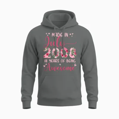 Juillet 2008 Cool Cadeau Anniversaire 18 Ans Pour Filles Unisex Hoodie - Graphite Heather