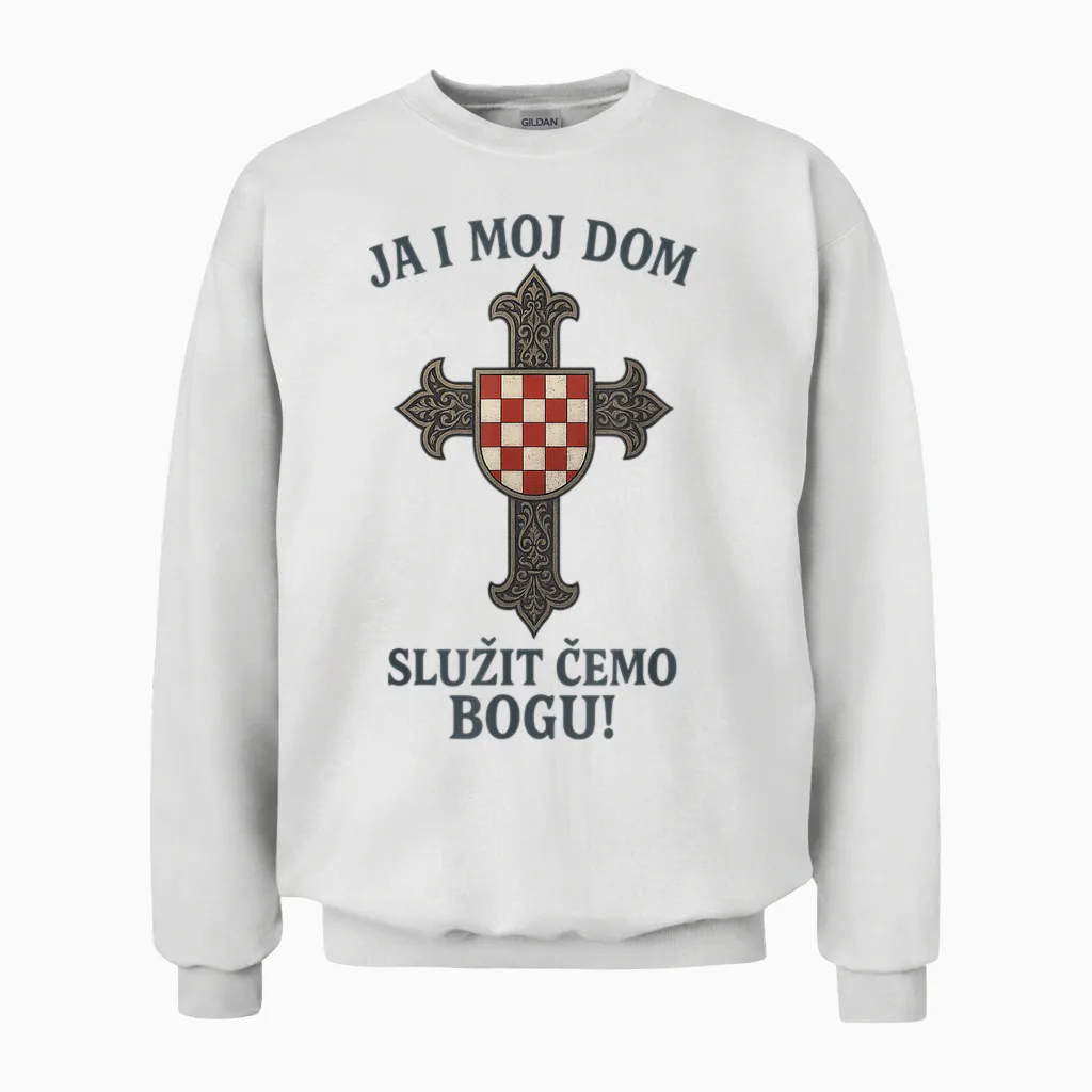 Christliches Kroatisches Kreuz | Hrvatska | Kroatien Unisex Sweatshirt in White