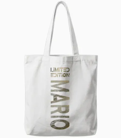 Mario Name First Name Boy Man Birthday T-Shirt, Black Tote Bags - White