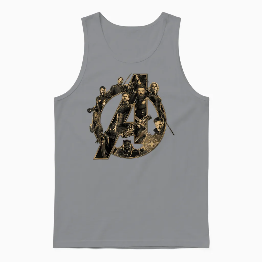 Marvel Avengers Infinity War Logo T-Shirt, Unisex Erwachsene, Kinder, Avengers Fans, Kurzarm, T-Shirt, Cartoon, Schwarz, S, Klassisch Geschnitten Unisex Tank Top in Sport Grey