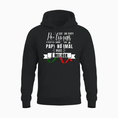 Portuguese Humour T-Shirt Like Normal Grandpa but Best Unisex Hoodie - Black