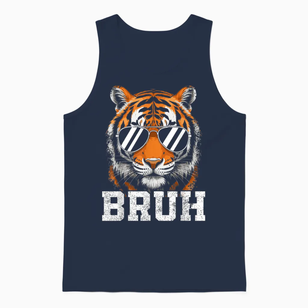Bruh Tiger Graphic Tee Men Toddler Boys Animal Kids Tiger Unisex Tank Top in Navy