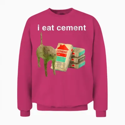 I Eat Cement Cursed Cat Funny Oddly Specific Dank Meme Unisex Sweatshirt - Heliconia