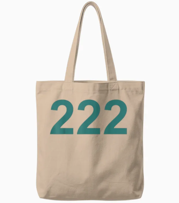 Creative 222 Designs Costume Ideas Co. Number 222 in Green Font on Light Background Fun Halloween Tote Bags in Natural
