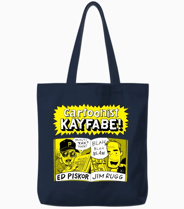 Cartoonist Kayfabe with Jim and Ed Tote Bags in Navy
